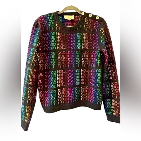 Gucci Rainbow “Gucci Hollywood” Sweater Womens Multicolor Size Small - Picture 1 of 10